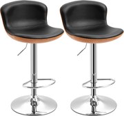 HOMCOM Conjunto de 2 Banquetas de Bar Altura do Assento Ajustável 64-85 cm Giratória 360° Revestimento Sintético Preto | Aosom Portugal