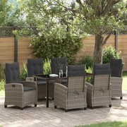 vidaXL Conjunto de Jantar de Jardim 7 Peças com Almofadas - Rattan Poliéster Cinza