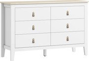 HOMCOM Cómoda de 6 Gavetas Cómoda para Dormitório com Puxadores de PU 120x40x78 cm Branco | Aosom Portugal