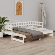 820736 vidaXL Sofá-cama de puxar 2x(80x200) cm pinho maciço branco