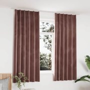 vidaXL Cortinas blackout c/ ganchos 2 pcs 140x175cm veludo rosa antigo