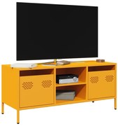 vidaXL Móvel TV 101,5x39x43,5 cm aço laminado a frio amarelo mostarda