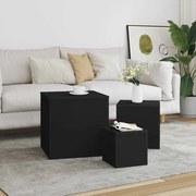 vidaXL Mesas de apoio 3 pcs derivados de madeira preto
