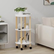 vidaXL Carrinho 3 níveis 38x38x82cm deriv. madeira/pinho maciço branco