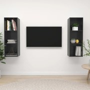 Armários de parede p/ TV 2pcs derivados madeira cinza brilhante