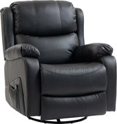 HOMCOM Poltrona Relax Reclinável com 8 Pontos de Massagem, Aquecedora e Apoia-pés, 87x97X100 cm, Preto | Aosom Portugal