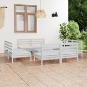 9 pcs conjunto lounge de jardim pinho maciço branco