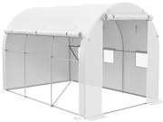 Outsunny Estufa de Jardim de Exterior 6 ㎡ 3x2 m com 1 Porta 2 Paredes Laterais com Fecho de Correr 6 Janelas Branco | Aosom Portugal