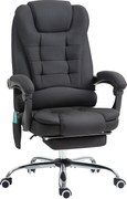 Vinsetto Cadeira de Escritório com 6 Pontos de Massagem Giratória com Encosto Reclinável 135º Função de Aquecimento 65x70x111-119 cm Preto | Aosom Portugal