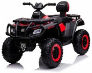 Moto 4 elétrica para crianças de 24 volts, 4x4 pneus de borracha, banco em pele Vermelha