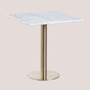 Mesa De Bar Quadrada Em Mármore Cosmopolitan Branco & ↔︎ 70 Cm & Ouro Champagne - Sklum