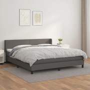 vidaXL Cama com molas/colchão 160x200 cm couro artificial cinzento