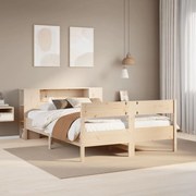 vidaXL Cama com estante sem colchão 160x200 cm pinho maciço