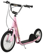 HOMCOM Trotinete para Crianças Min.5 Anos 2 Rodas com Duplo Freio e Guidão Ajustável Altura Adolecentes Adultos 135x58x92-100 cm Rosa | Aosom Portugal