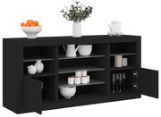 vidaXL Aparador com luzes LED 142,5x37x67 cm preto