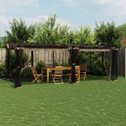 vidaXL Gazebo com paredes de malha 6x3 m aço cinzento-acastanhado