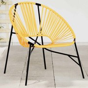 vidaXL Cadeira de jardim em forma de ovo vime PE preto e amarelo