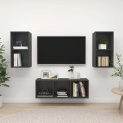 vidaXL 3 pcs conjunto de móveis de TV derivados de madeira cinzento