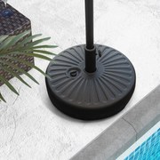 Suporte de base de guarda-sol enchível redondo de 50 cm para postes de guarda-sol de 38 e 48 mm para jardim e pátio Carga 34 kg Preto