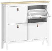 HOMCOM Sapateira para Entrada com 4 Gavetas Prateleiras Ajustáveis e Puxadores em PU para 20 Pares de Sapatos 105x24x95,5 cm Branco | Aosom Portugal