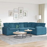 vidaXL Sofá modular com almofadas veludo azul