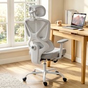 Cadeira de escritório ergonómica, cadeira de escritório com apoio lombar dinâmico e adaptável, 73 x 75 x 120-128 cm, cinzenta
