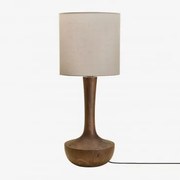 Candeeiro De Mesa Em Madeira De Manga Sintra Madeira De Cabo Escuro & Cinzento Taupe Claro Ø30 Cm - ↑30 Cm Arlina - Sklum