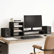 vidaXL Suporte monitor c/ organizador secretária deriv. madeira preto