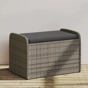 vidaXL Banco de arrumação com almofadão 80x51x52 cm vime PE cinzento