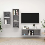 vidaXL 3 pcs conjunto de móveis de TV contraplacado cinzento cimento