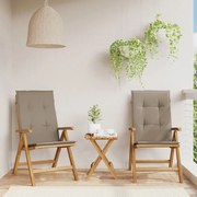 vidaXL Cadeiras de jardim reclináveis c/ almofadões 2 pcs teca maciça