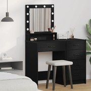 Mesa de Maquiagem vidaXL com Luzes LED Carvalho Preto 50x41x135 cm