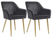 Cadeiras estofadas para sala de jantar com braços | SONGMICS | 62.5 x 60 x 85 cm | cinzento | LDC077G02.
