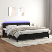vidaXL Cama box spring c/ colchão/LED 200x200 cm veludo preto