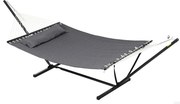 Outsunny Hamac com Suporte de Aço e Almofada 368x140x110 cm Cinza Escuro | Aosom Portugal