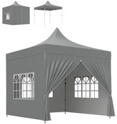 Tenda Dobrável Pop-Up 3x3 m Tenda Dobrável com 4 Paredes Laterais Anti