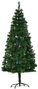 HOMCOM Árvore de Natal Artificial 180cm Ignífugo com 624 Ramos 48 Decorações Folhas de PVC e Suporte Metálico Verde