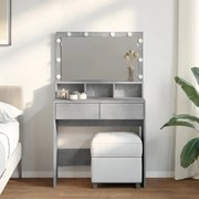 Toucador com LED 80x41x134,5 cm cinzento cimento