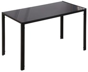 HOMCOM Mesa Sala de Jantar de Cristal Mesa Retangular para 4-6 pessoas com Pés de Metal Multifuncional 120x60x75 cm Preto