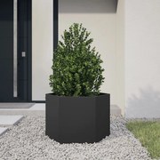 vidaXL Vaso/floreira de jardim hexagonal 69x60x45 cm aço preto