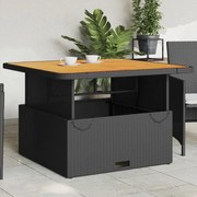 vidaXL Mesa de jardim 110x110x71 cm vime PE e madeira de acácia preto