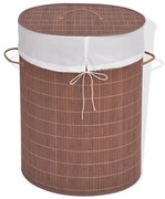 vidaXL Cesto oval para roupa suja bambu castanho