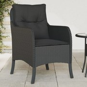 vidaXL Cadeiras de jardim com almofadões 2 pcs vime PE preto