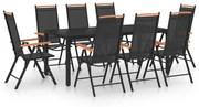 vidaXL 9 pcs conjunto de jantar para jardim alumínio preto
