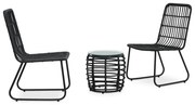 vidaXL 3 pcs conjunto bistrô vime PE preto