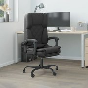 Cadeira escritório massagens reclinável couro artificial preto