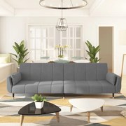 vidaXL Sofá-cama 2 lugares com duas almofadas veludo cinzento-claro