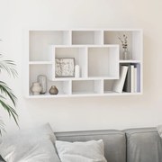 vidaXL Prateleira exposição parede 8 compartimentos branco brilhante
