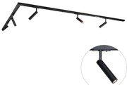 Sistema de iluminação de trilho moderno com 5 focos pretos monofásicos - Iconic Ivy
