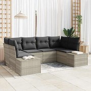 vidaXL Conjunto de Sofá de Jardim com 6 Peças e Almofadas Cinza Claro em Rattan